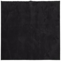 Teppich HUARTE Kurzflor Weich und Waschbar Schwarz 240x240 cm