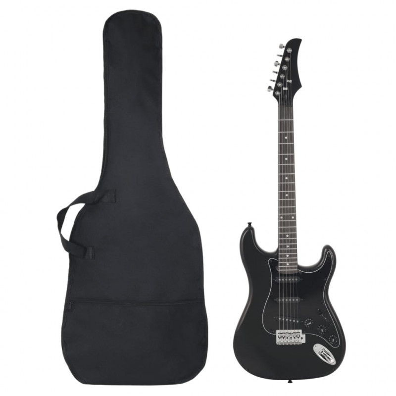 E-Gitarre für Anfänger mit Tasche Schwarz 4/4 39"