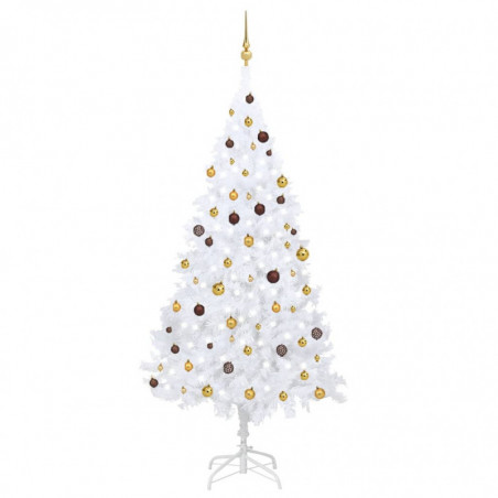 Künstlicher Weihnachtsbaum mit Beleuchtung & Kugeln Weiß 240 cm