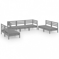 7-tlg. Garten-Lounge-Set Nohea Grau Massivholz Kiefer