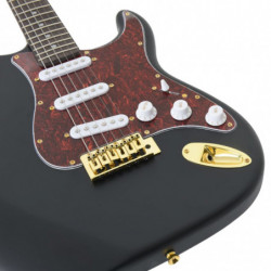 E-Gitarre für Anfänger mit Tasche Schwarz und Gold 4/4 39"