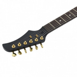 E-Gitarre für Anfänger mit Tasche Schwarz und Gold 4/4 39"