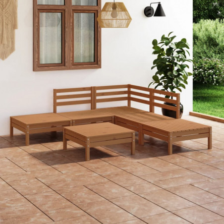 6-tlg. Garten-Lounge-Set Madeleine Massivholz Kiefer Honigbraun