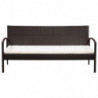 3-Sitzer-Gartensofa mit Auflagen Braun Poly Rattan