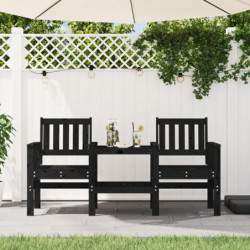 Gartenbank mit Tisch 2-Sitzer Schwarz Massivholz Kiefer