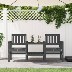 Gartenbank mit Tisch 2-Sitzer Grau Massivholz Kiefer