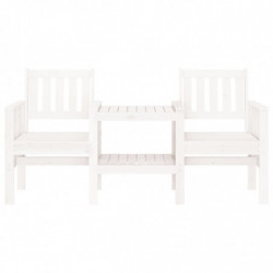 Gartenbank mit Tisch 2-Sitzer Weiß Massivholz Kiefer