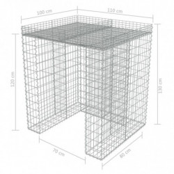 Gabionenwand für Mülltonne Verzinkter Stahl 110x100x130 cm