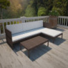 3-tlg. Garten-Lounge-Set mit Auflagen Poly Rattan Braun