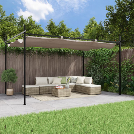 Pergola mit Schiebedach Taupe 395x292x230 cm