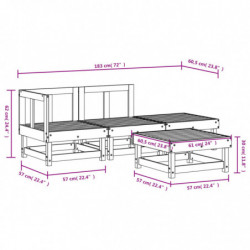 4-tlg. Garten-Lounge-Set Grau Massivholz Kiefer