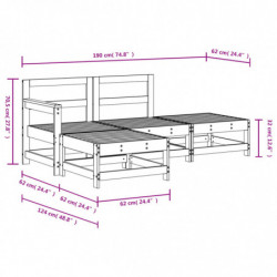 4-tlg. Garten-Lounge-Set Grau Massivholz Kiefer