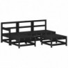 5-tlg. Garten-Lounge-Set Schwarz Massivholz Kiefer