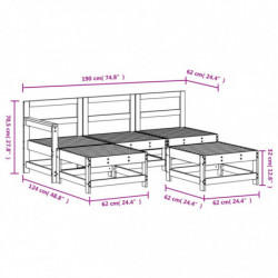 5-tlg. Garten-Lounge-Set Schwarz Massivholz Kiefer