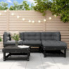 5-tlg. Garten-Lounge-Set Schwarz Massivholz Kiefer