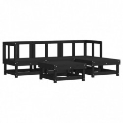 5-tlg. Garten-Lounge-Set Schwarz Massivholz Kiefer