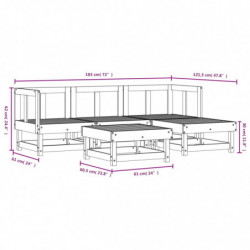 5-tlg. Garten-Lounge-Set Schwarz Massivholz Kiefer