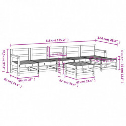 7-tlg. Garten-Lounge-Set Massivholz Kiefer