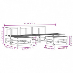 6-tlg. Garten-Lounge-Set Honigbraun Massivholz Kiefer