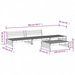 4-tlg. Garten-Lounge-Set Massivholz Kiefer