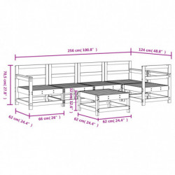 6-tlg. Garten-Lounge-Set Schwarz Massivholz Kiefer