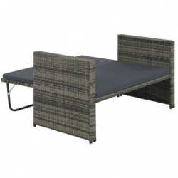 2-tlg. Garten-Lounge-Set Aurelia mit Auflagen Poly Rattan Grau