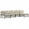 5-tlg. Garten-Lounge-Set mit Kissen Anthrazit Poly Rattan