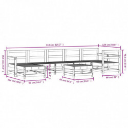 8-tlg. Garten-Lounge-Set Massivholz Kiefer