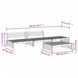 4-tlg. Garten-Lounge-Set Kiefernholz Imprägniert