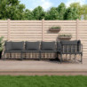 5-tlg. Garten-Lounge-Set mit Kissen Anthrazit Poly Rattan