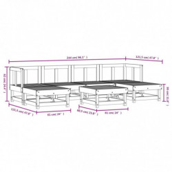 7-tlg. Garten-Lounge-Set Schwarz Massivholz Kiefer