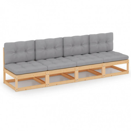 4-Sitzer-Gartensofa Erkan mit Kissen Massivholz Kiefer