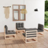 4-tlg. Garten-Lounge-Set Gandalf mit Kissen Kiefer Massivholz