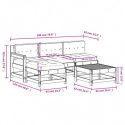 5-tlg. Garten-Lounge-Set mit Kissen Grau Massivholz