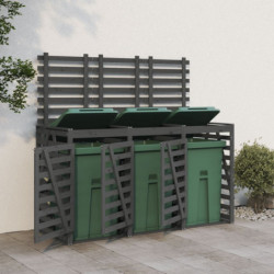 Mülltonnenbox für 3 Tonnen Grau Massivholz Kiefer