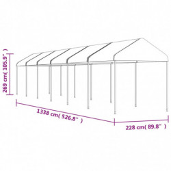 Pavillon mit Dach Weiß 13,38x2,28x2,69 m Polyethylen