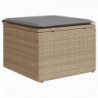 Gartenhocker mit Kissen Beige 55x55x37 cm Poly Rattan