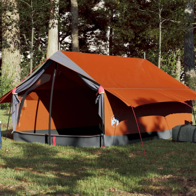 Campingzelt 2 Personen Grau & Orange 193x122x96 cm 185T Taft