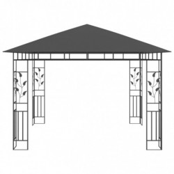 Pavillon Willibald mit Moskitonetz & LED-Lichterkette 3x3x2,73m Anthrazit