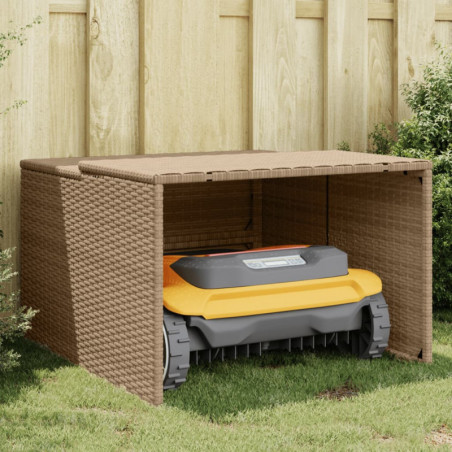 Mähroboter-Garage Beige 86x90x52/57 cm Poly Rattan