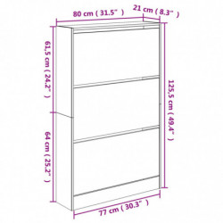 Schuhschrank Braun Eichen-Optik 80x21x125,5 cm Holzwerkstoff