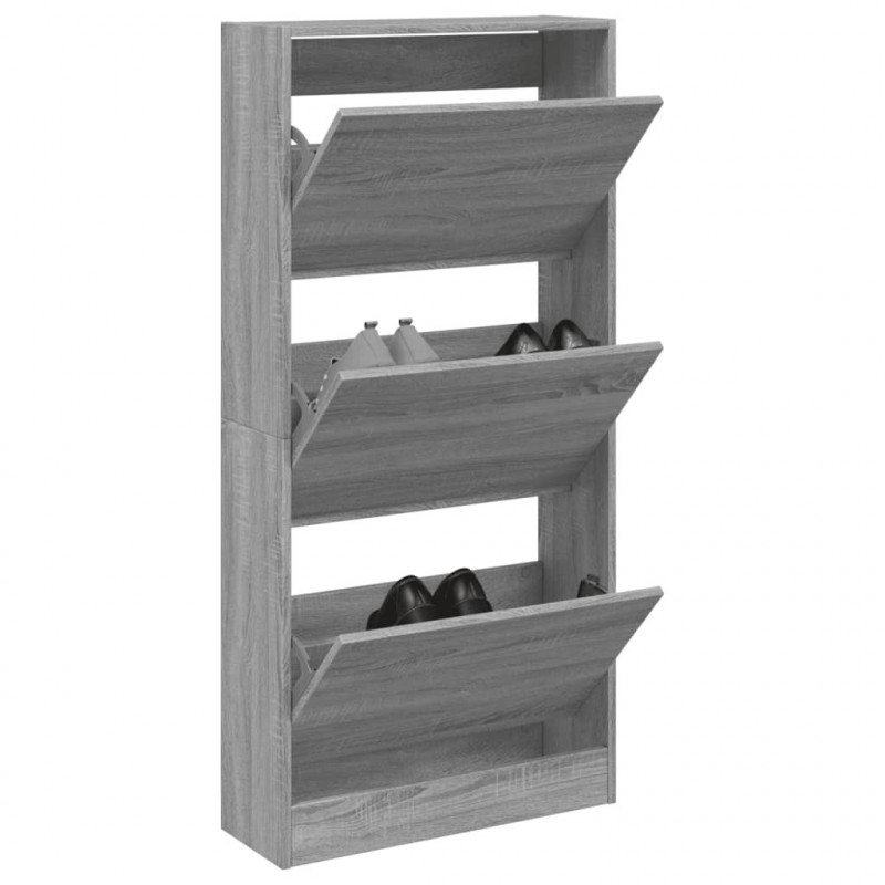 Schuhschrank Grau Sonoma 60x21x125,5 cm Holzwerkstoff