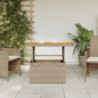 Gartentisch Beige 90x55x71 cm Poly Rattan und Akazienholz
