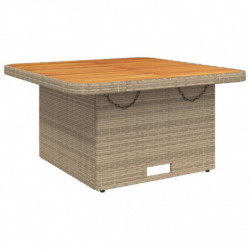 Gartentisch Beige 80x80x71 cm Poly Rattan und Akazienholz