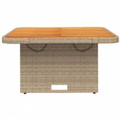 Gartentisch Beige 80x80x71 cm Poly Rattan und Akazienholz