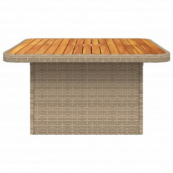 Gartentisch Beige 80x80x71 cm Poly Rattan und Akazienholz