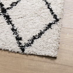 Shaggy-Teppich PAMPLONA Hochflor Modern Creme Schwarz 240x240cm