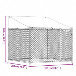 Hundezwinger mit Dach und Tür Grau 2x2x2 m Verzinkter Stahl