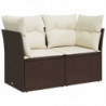 Gartensofa mit Kissen 2-Sitzer Braun Poly Rattan