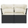 Gartensofa mit Kissen 2-Sitzer Schwarz Poly Rattan